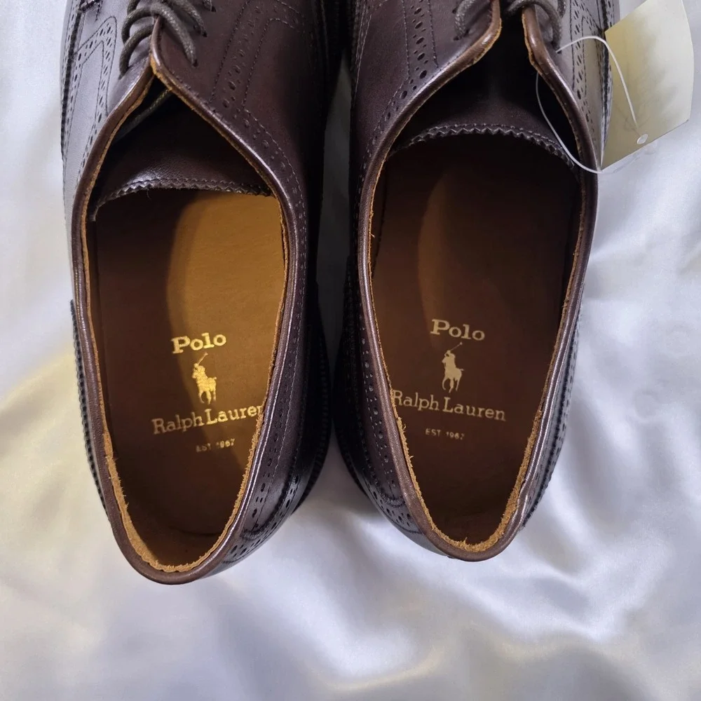 Polo Ralph Lauren Asher Wingtip Brown Leather Dress Shoes Size 11.5